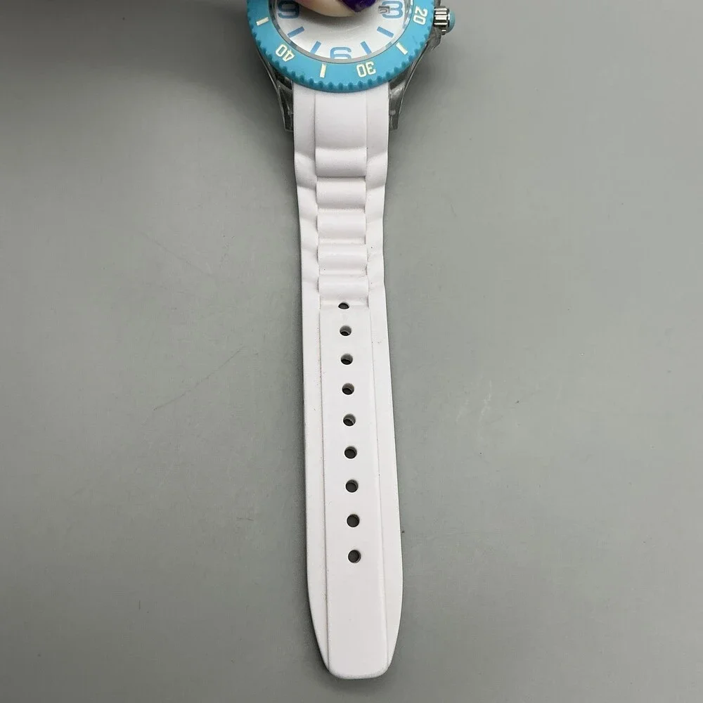 40nine Mens Watch 40mm White Dial Blue Bezel Silicone Date New Battery
